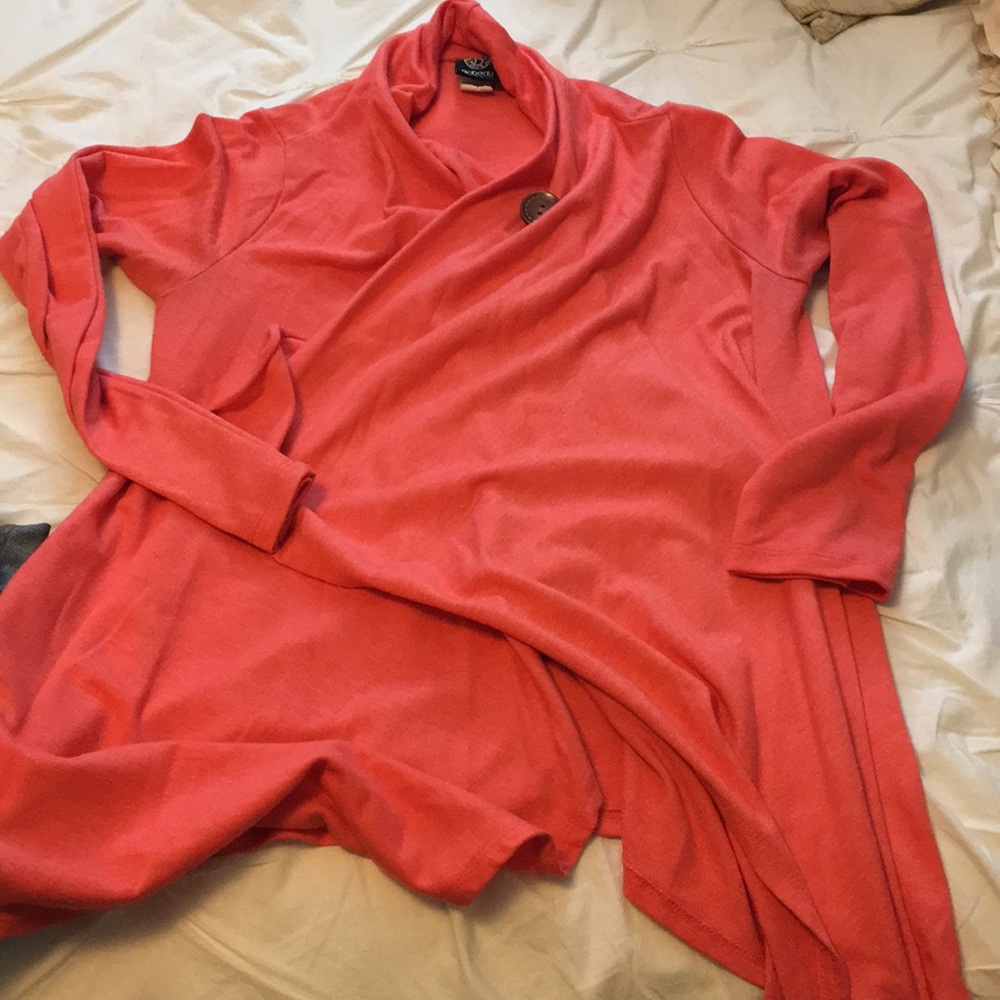 Coral Flowy Button Cardigan